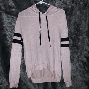 Tan Sweater With Striped Sleeves